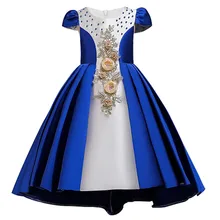 Рождественское платье для девочек с кружевной вышивкой; элегантное праздничное платье принцессы; Детские платья для девочек; Новогоднее бальное платье; одежда для детей