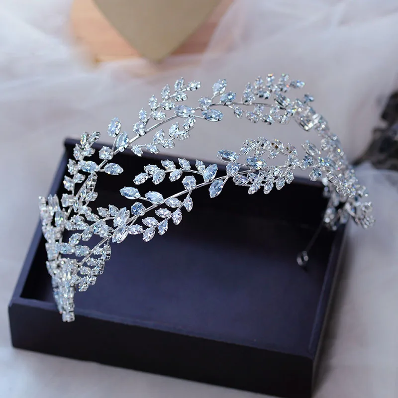 

Irregular European Wedding Hairband Zircon Crowns Evening Headbands Crystal Bridal Hair Jewelry