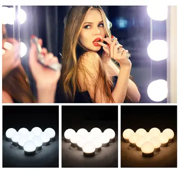 

USB Charging Bulbs Kit for Dressing Table LED 3mode Makeup Mirror Light Bulb Hollywood Vanity Lights Stepless Dimmable Wall Lamp