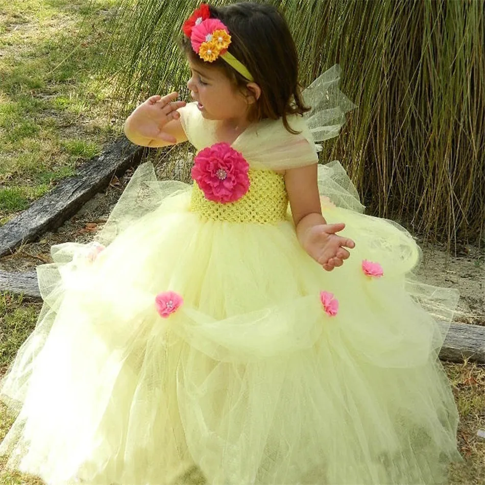 Belle Princess Tutu Dresses Flower Girl Tulle Fairy Ball Gown Baby Girl Pageant Party Fancy Clothes Halloween Costume Vestidos06