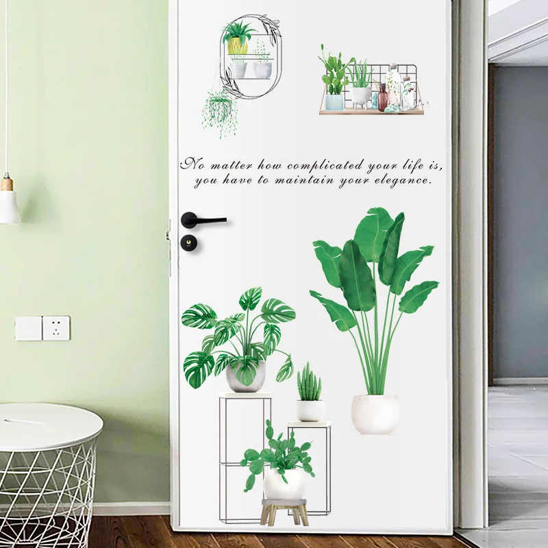 

Ins Wind Plant Decorative Painting Wall Sticker Bedroom Living Room Fresh TV Background PVC Removable Smart Home Decoration