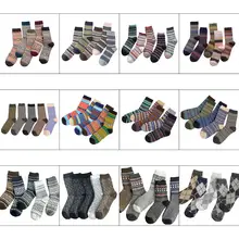 5 пар, мужские винтажные вязаные носки из искусственной шерсти, теплые носки с цветными полосками