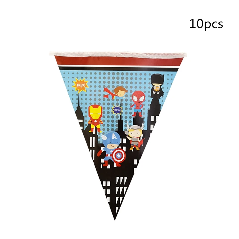 

OLOEY Party supplies 1set Avengers Super Heros Spiderman Hulk theme party paper banner bunting pennant 10 flags and a string