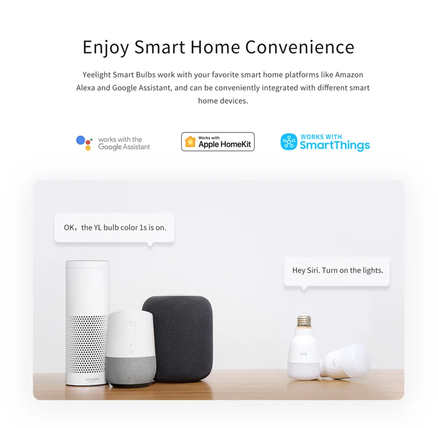 Умная Светодиодная лампа Yeelight 1S / 1SE RGB цветная E27 WIFI голосовой пульт