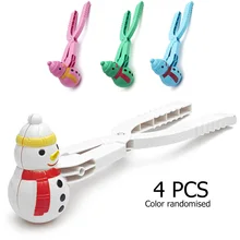 Fabricant de boules de neige en plastique pour enfants, 4 pièces, moule de boules de sable, de sport en plein air, jouets, bonhomme de neige, cadeaux pour enfants, hiver 