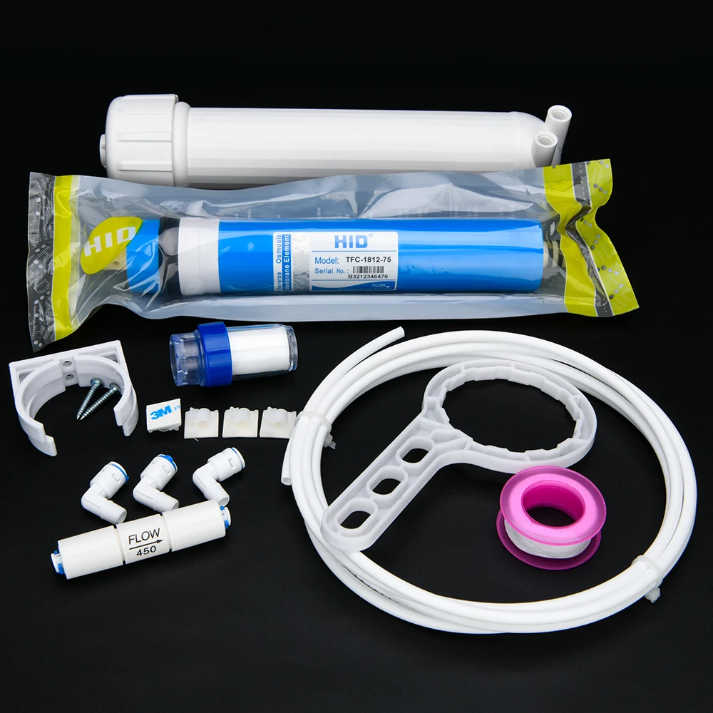 Free Shipping 75gpd  RO Membrane + 1812 RO Membrane Housing + Reverse Osmosis Water Filter System Parts