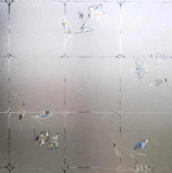 

Flower Grid Pattern Glass Film Static Cling Privacy Protection Heat Control Opaque Frosted Reusable Window Cover 17.77''by78.7''