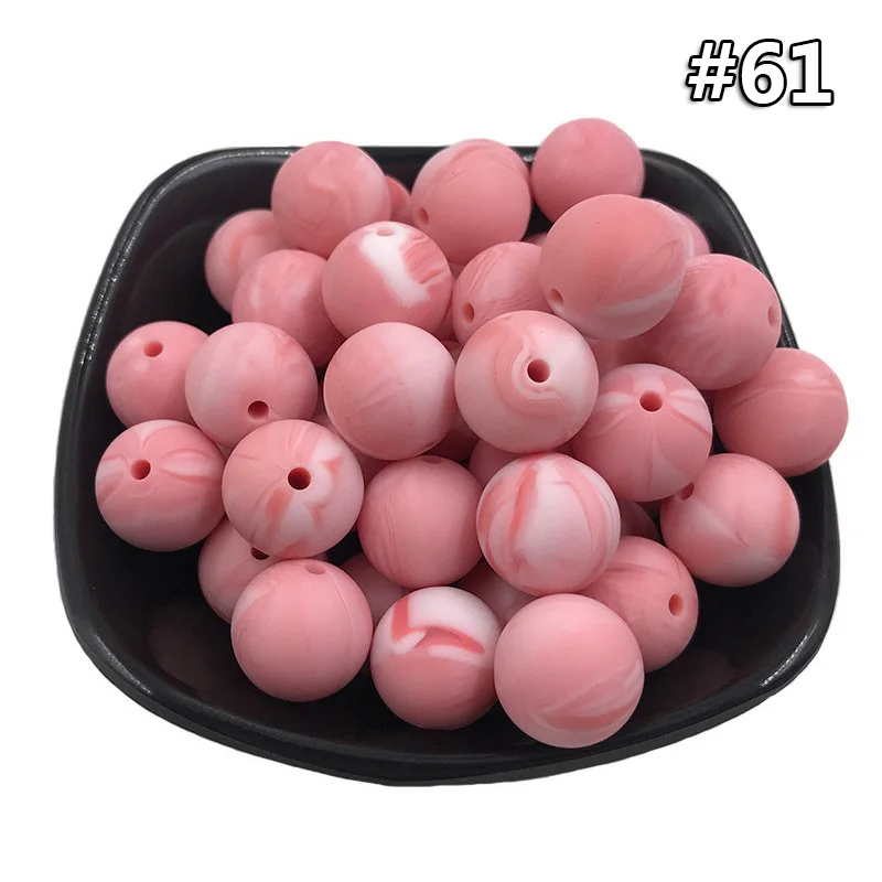 20Pcs Beads 61 20 шт. 9 мм Силиконовые Круглые Бусины Пищевой класс Детские Прорезыватели для зубов круглые продукты жевательные соски цепи бусы-клипсы Детские трофеи игрушки - Цвет: 20Pcs Beads 61
