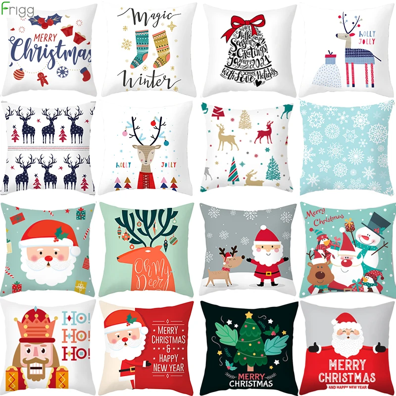 Merry Christma Decorations For Home Reindeer Santa Claus Tree Cushion Cover Christmas Ornament 2020 Xmas Gift Noel New Year 2021 | Дом и сад