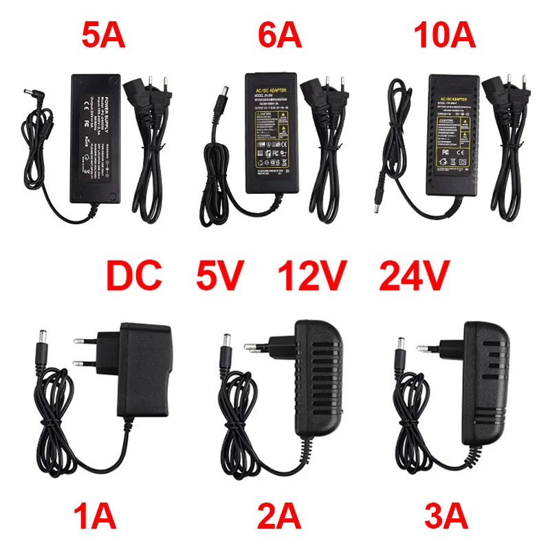 Power Supply Adapter DC 5V 12V 24V Lighting Transformer 1A 2A 3A 5A 6A 8A 10A AC100V-240V Converter Charger For LED Strip CCTV | Освещение