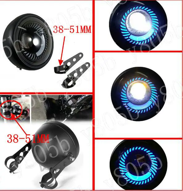 38-51MM Светодиодный фонарь для мотоцикла+ крепление для Suzuki Boulevard C50 volusion 800 C90 M109R C109 Marauder 800 M50 Intruder LC1500 - Цвет: 38-51MM