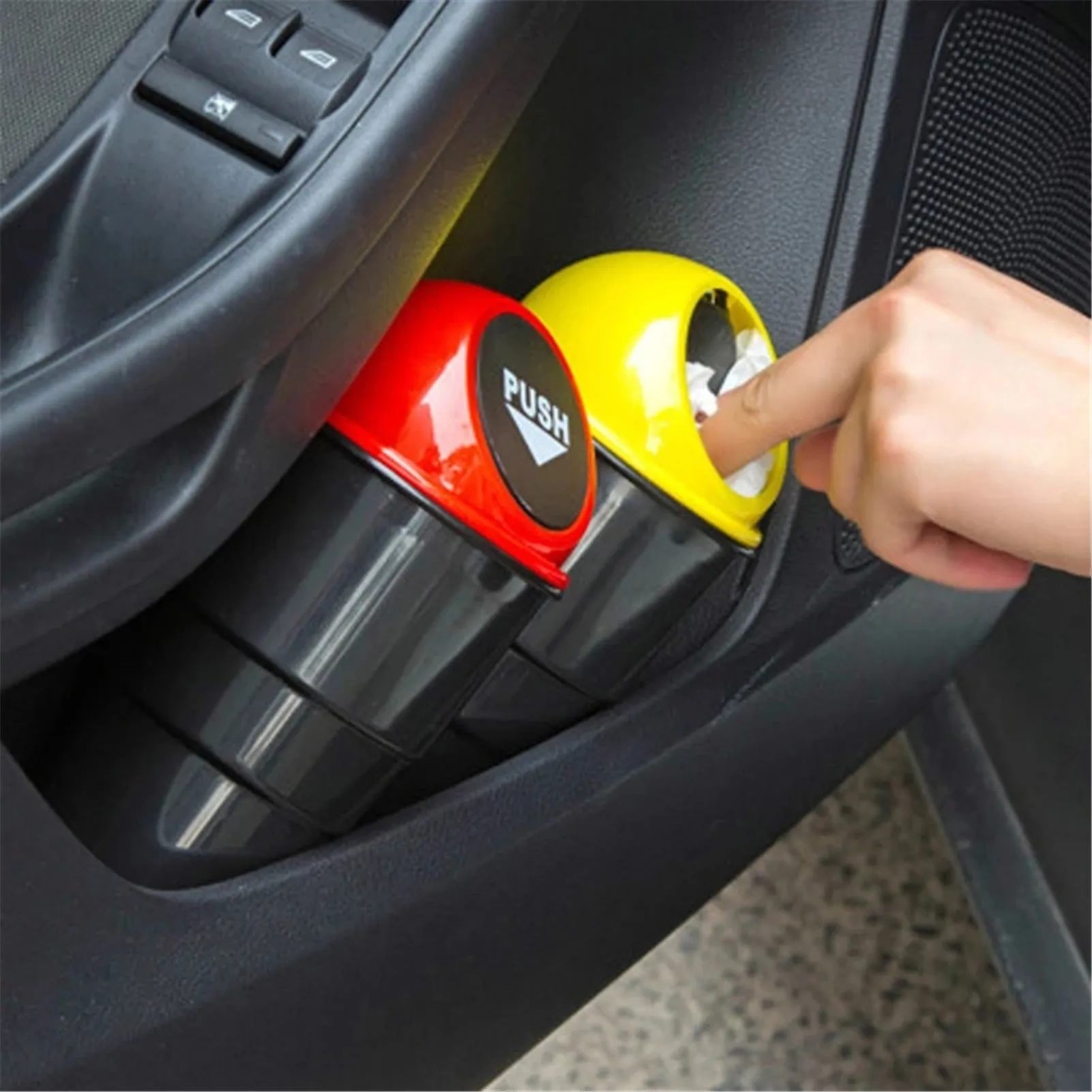 Creative Portable Mini Cute Car Trash Can Storage Box Bin with Spring Cover Car Trash Can Storage Box Bin with Spring Cover