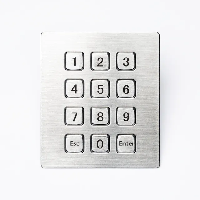 12 Keys 3x4 Matrix USB Kiosk illuminated Keypads Metal Stainless Steel Backlit Numeric Keypad For Access Control Smart Locker Non backlight NO2