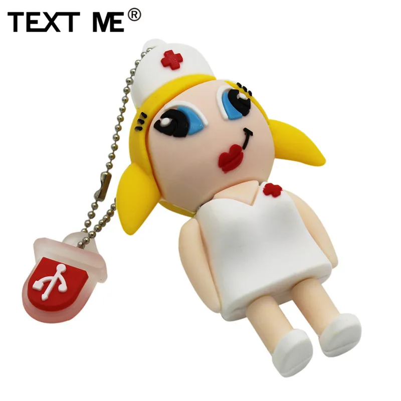 TEXT ME мультяшная модель медсестры usb2.0 4 ГБ 8 ГБ 16 ГБ 32 ГБ 64 ГБ флеш-накопитель USB флеш-накопитель креативный Подарочный флеш-накопитель