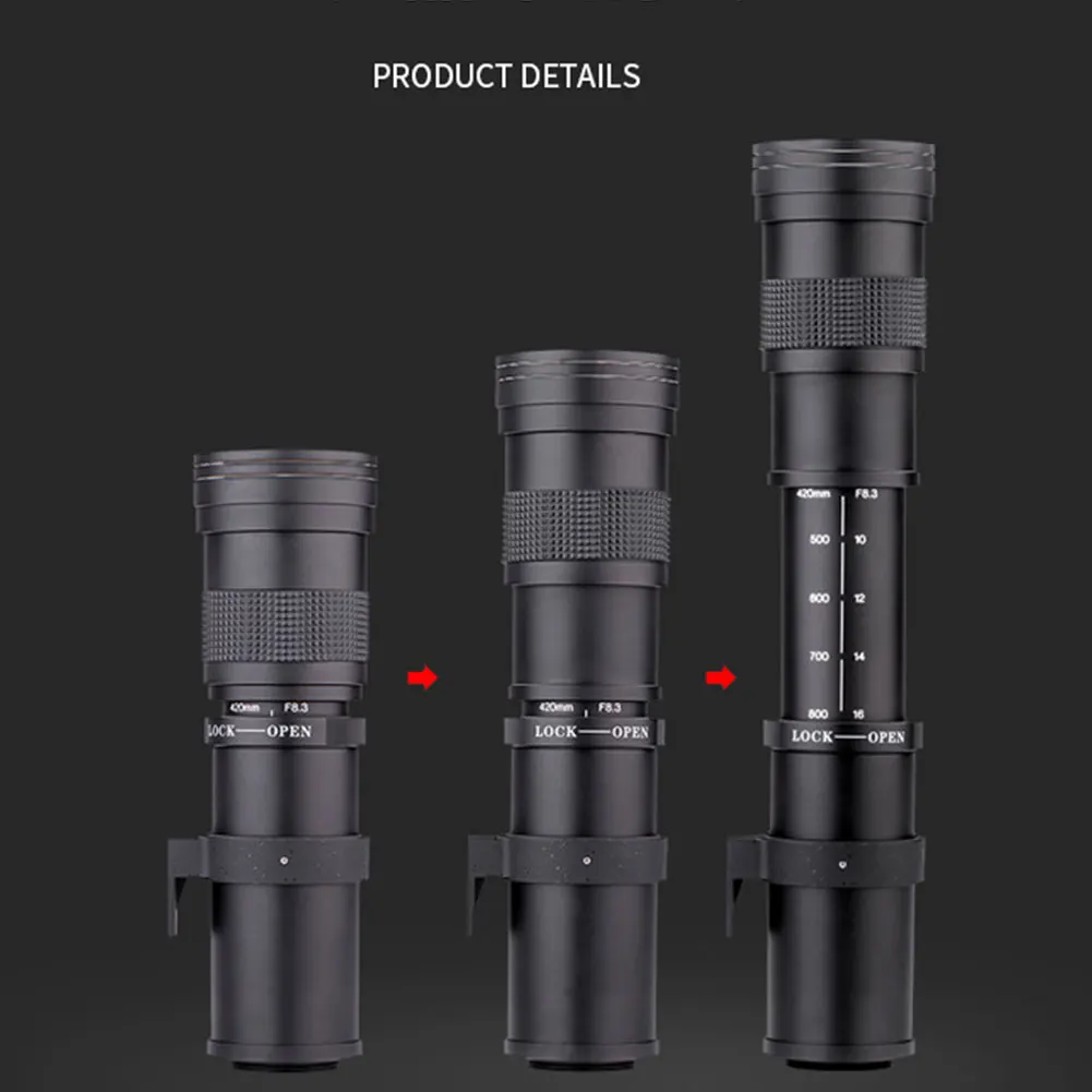 

Professional Photography 420-800mm Telephoto Zoom Manual Super Part Low Dispersion Camera Lens for Canon 6D 7D 60D 70D