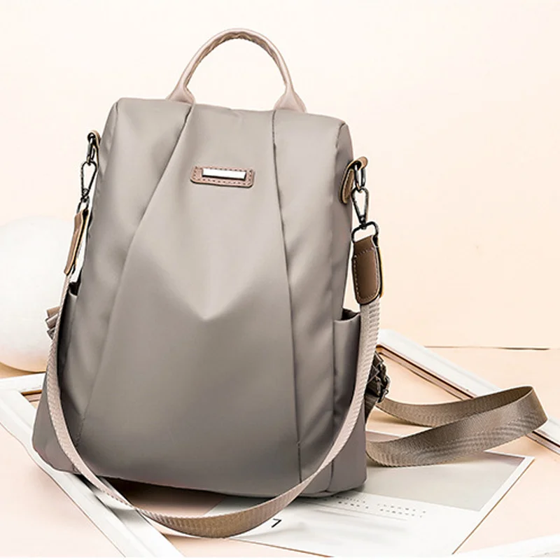 Mochila de viaje de tela Oxford impermeable para mujer, bandolera doble antirrobo de nailon