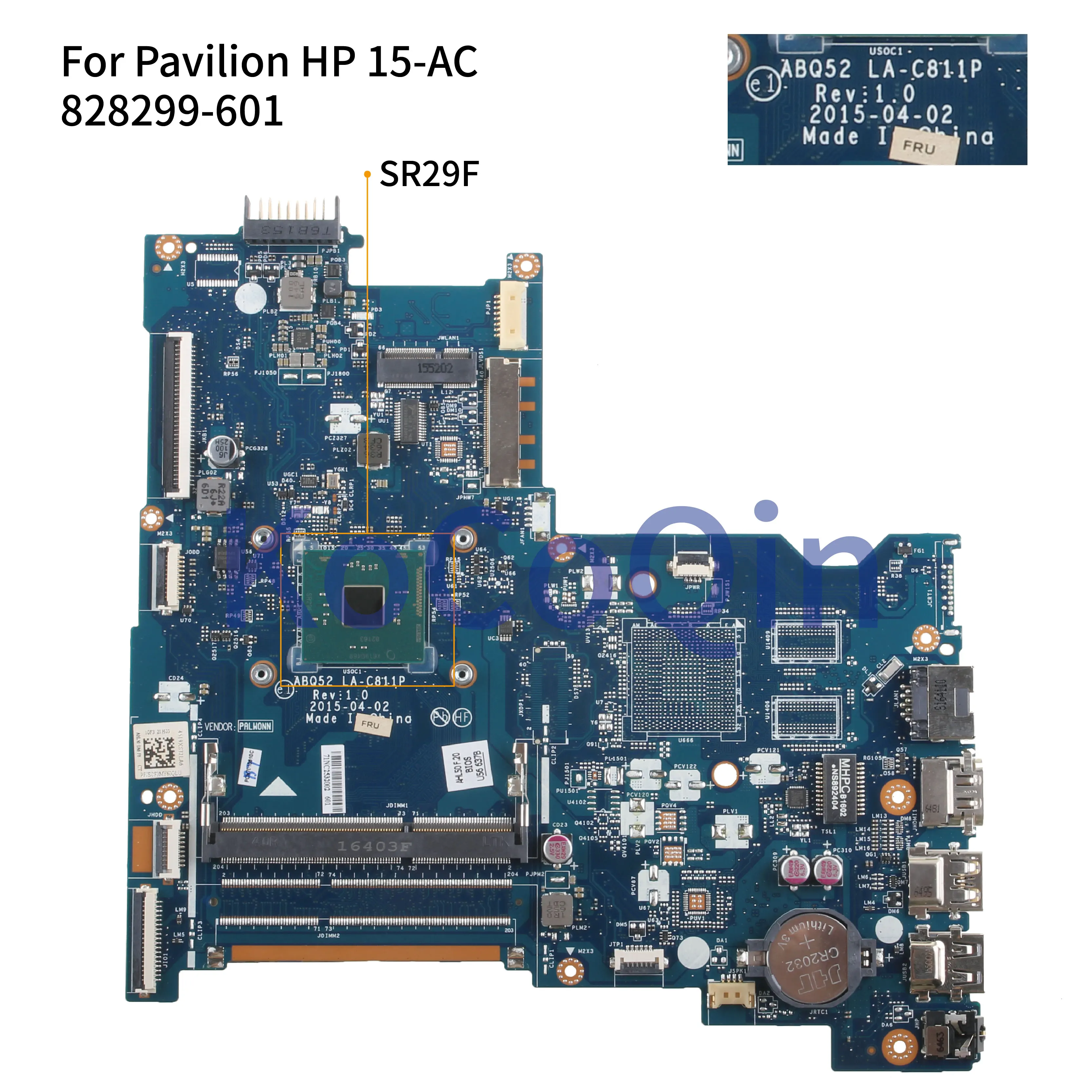 KoCoQin материнская плата для ноутбука hp павильон 250 256 G4 15-AC Core N3150 материнская плата ABQ52 LA-C811P 828299-001 815248-001 аккумулятор большой емкости SR29F Процессор