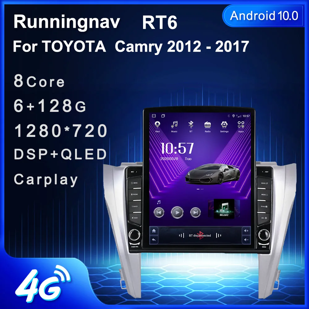 Runningnav для TOYOTA Camry 2012 2013 2014 2015 2016 2017 Tesla Type Android автомобильное радио мультимедийный