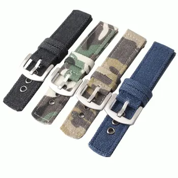

Camouflage Blue Green Black Simplicity Pure Canvas Watch Strap For Military Watch Bracelet 18MM 20MM 22MM 24MM
