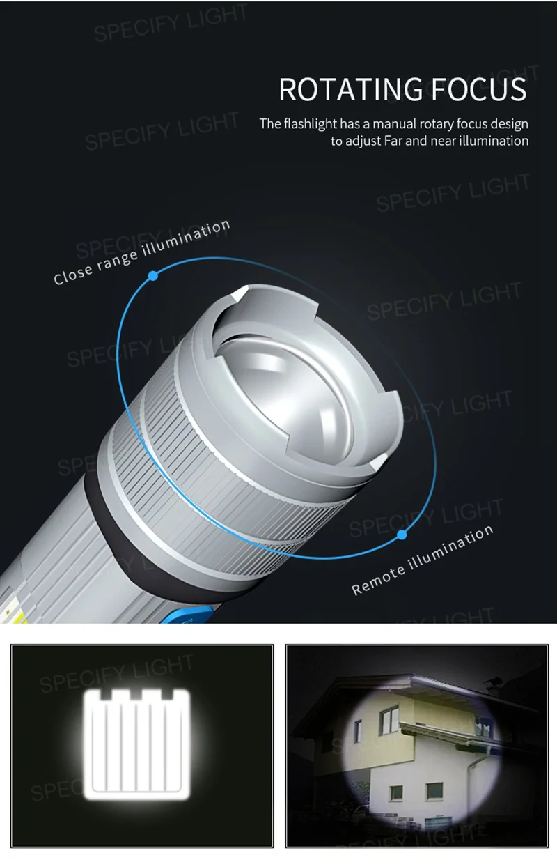 High Bright COB Flashlight Zoomable Multifunction Waterproof Lamp Focus USB Charging Power Bank 7 Switch Mode with Strong Magnet (15)