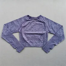 Бесшовный топ для йоги топы Спортивные с длинными рукавами женский для фитнеса и зала укороченный топ спортивные, для тренажерного зала рубашка женская спортивная одежда активная одежда