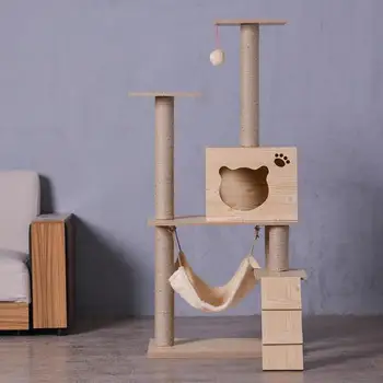 

Cat Climbing Frame, Wooden Pattern Cat Scratch Board, Cat Nest, Cat Jumping Platform, Parcel Post, Cat Toys In