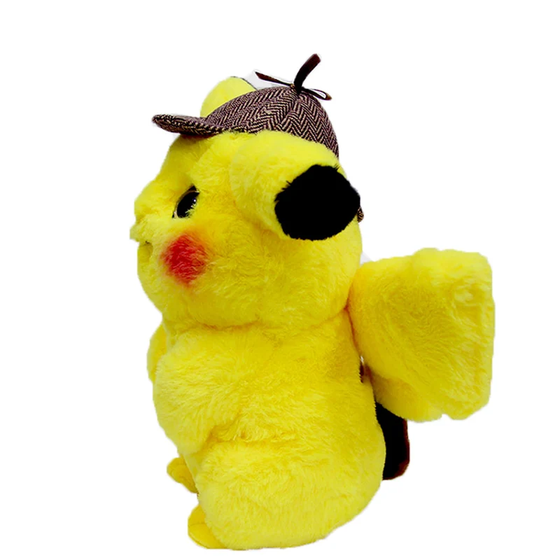 36 см Пикачу детектива плюшевые игрушки со шляпой мягкие Пикачу Япония Фильм аниме куклы для детей детские подарки на день рождения