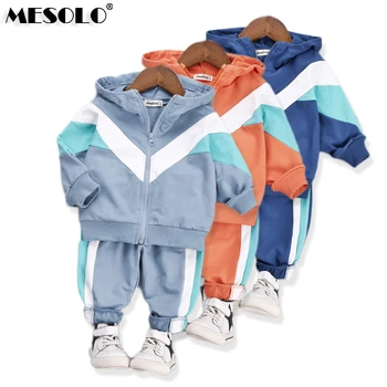 

2019 Autumn New Boy Baby Clothes Set Long Sleeved Pants 2 Pieces Hoodie Sweater Zip Cardigan Set Apparel Sports Leisure Style