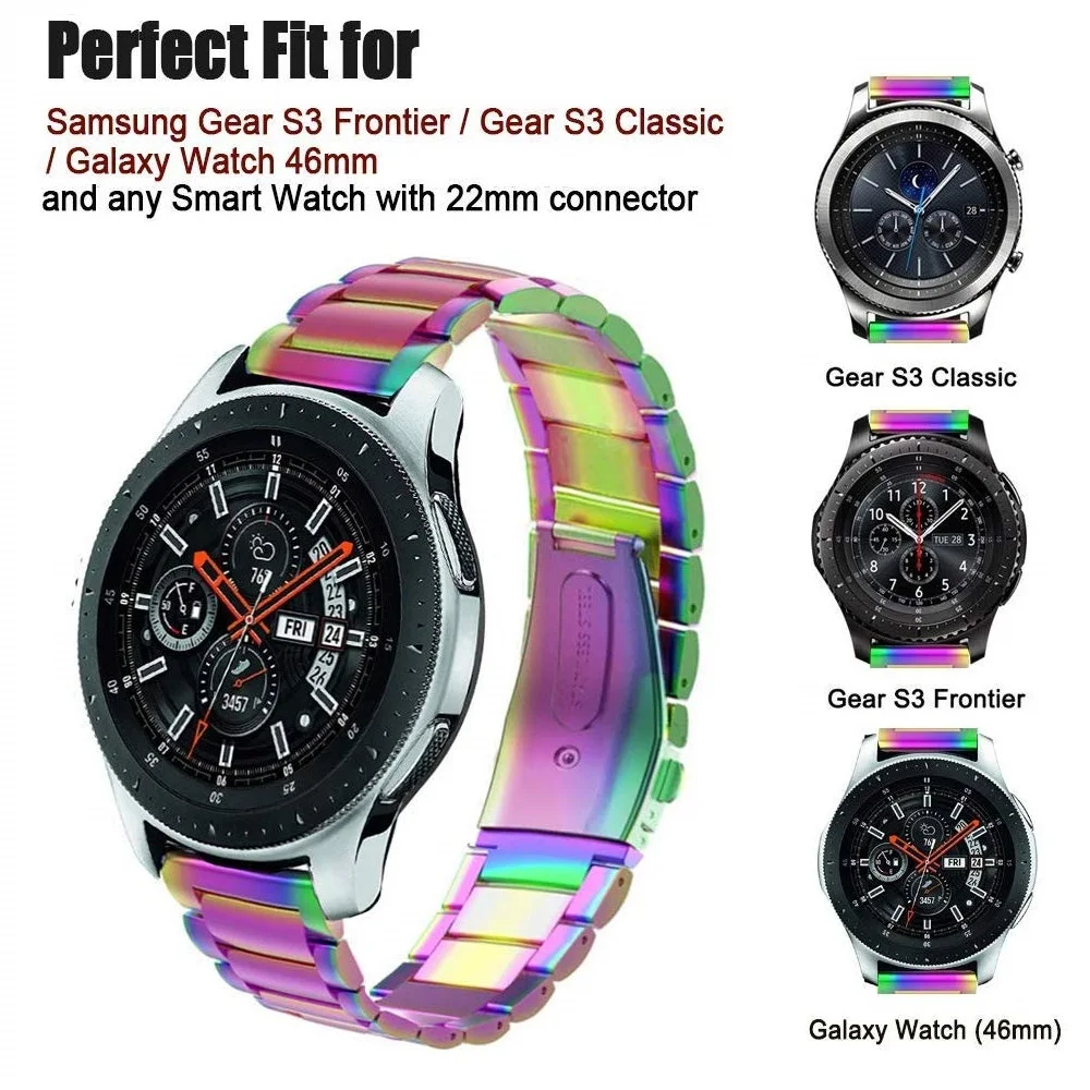 Ремешок из нержавеющей стали для Samsung Galaxy Watch active 2 браслет Gear S3 Classic/Frontier 46 мм 20 22
