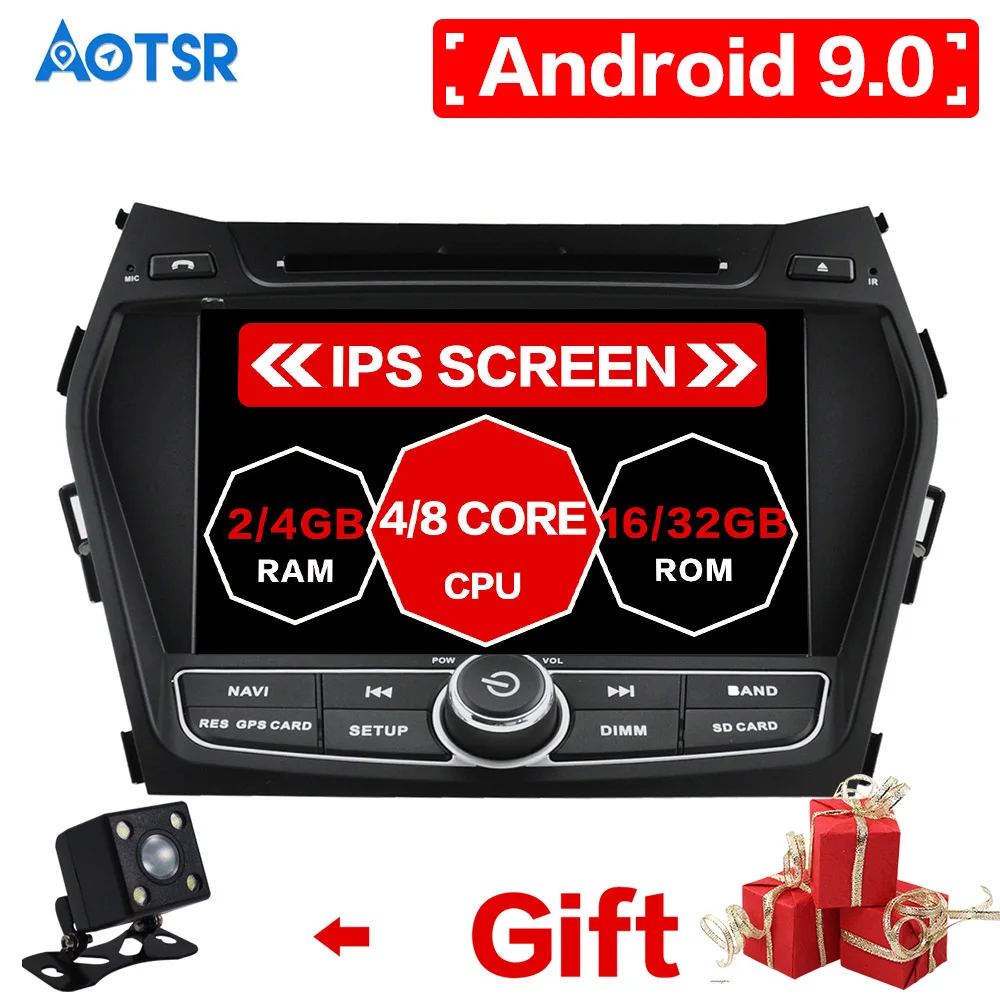

DSP Android 9.0 64G Car GPS Navigation CD media Player stereo For Hyundai IX45/For Sante Fe 2013+ head unit media tape recorder