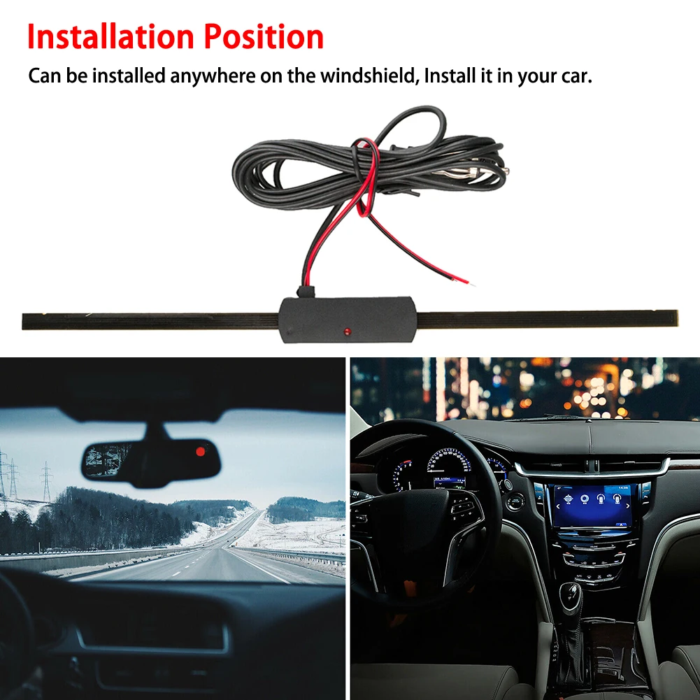 

2021 NEW Universal Car Antenna Booster Car Electronic FM/AM Radio Antenna Windshield Mount 12V Black Car Electronic Dropshipping