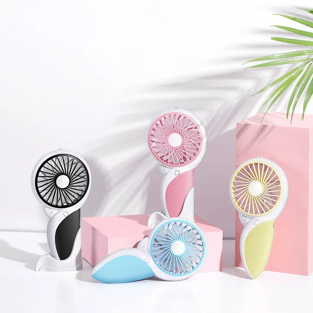 

Woodpecker Cartoon Handheld Usb Rechargeable Fan With Led Light Cooler Portable 3 Speed Adjustable Desktop Cooling Fan