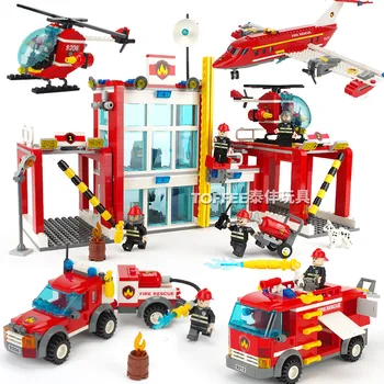 

Building Blocks Fire Station Model Blocks Compatible With Lepining City Bricks Block ABS Plastic Educational Toys For Children
