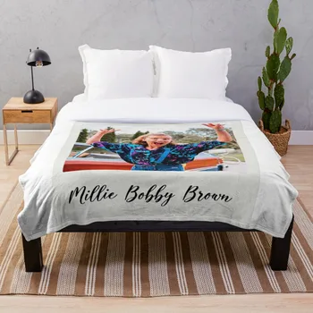 

millie bobby brown polaroid Throw Blanket Soft Sherpa Blanket Bed Sheet Single Knee Blanket Office Nap Blanket
