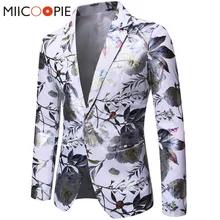 Цветной бронзирующий мужской пиджак, жакет, роскошное узкое, с цветочным принтом, однобортные блейзеры, мужские костюмы, Свадебный деловой Блейзер, Masculino