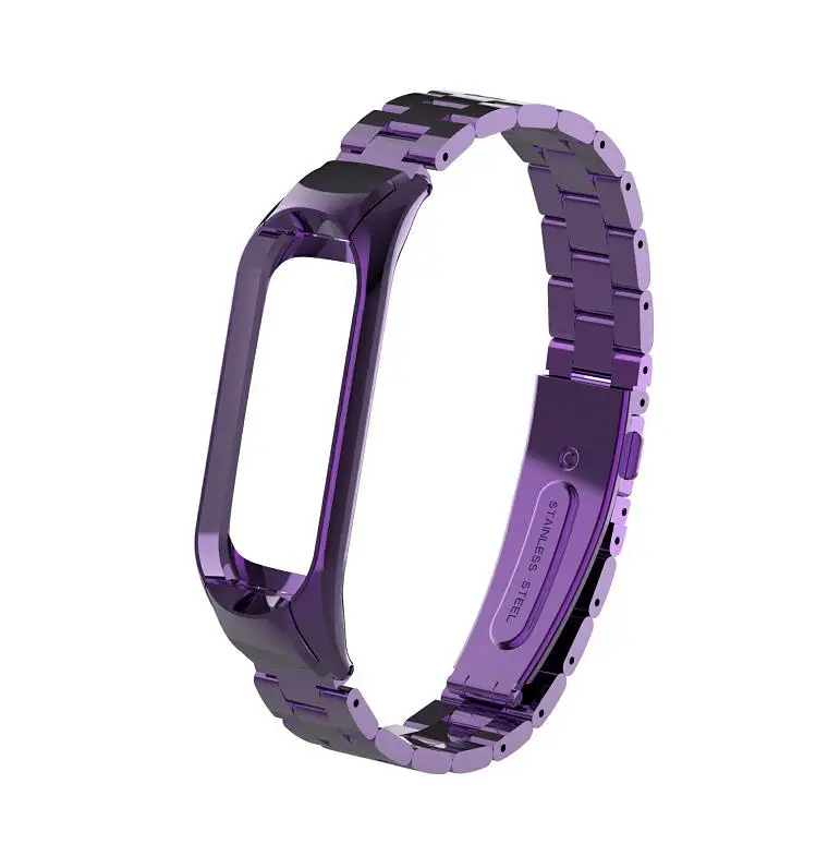 purple Металлический ремешок для mi Band 4 сменный ремешок для Xiaomi mi Band 4 аксессуары для смарт-браслета стальной ремешок для mi Band 4 - Цвет: purple
