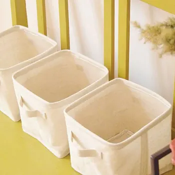 

1 Pcs Cotton And Linen Storage Box Natural Multi-function Handle Storage Basket Uncover Storage Box Sundries Storage Supplies