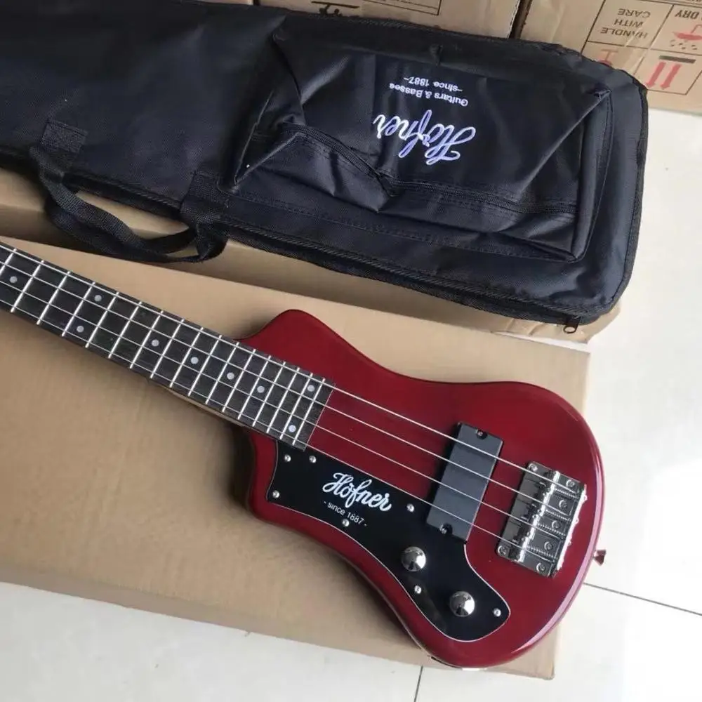 Мини бас lefty Hofner красный/черный для левой руки путешествий гитара портативный