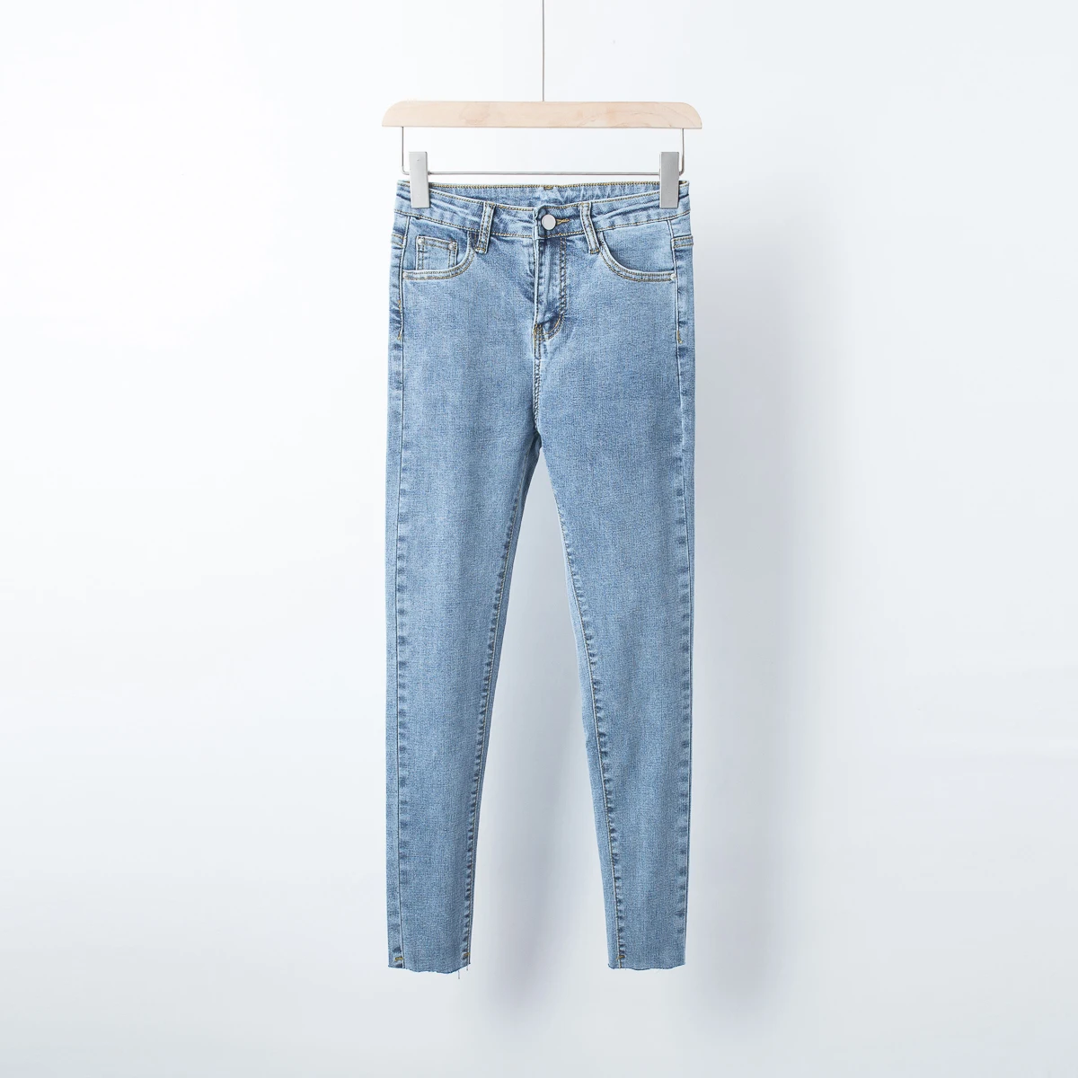 AOEMQ осенние брюки узкие облегающие зауженные брюки джинсовые синие с карманами удобные узкие брюки размера плюс женская одежда - Цвет: blue