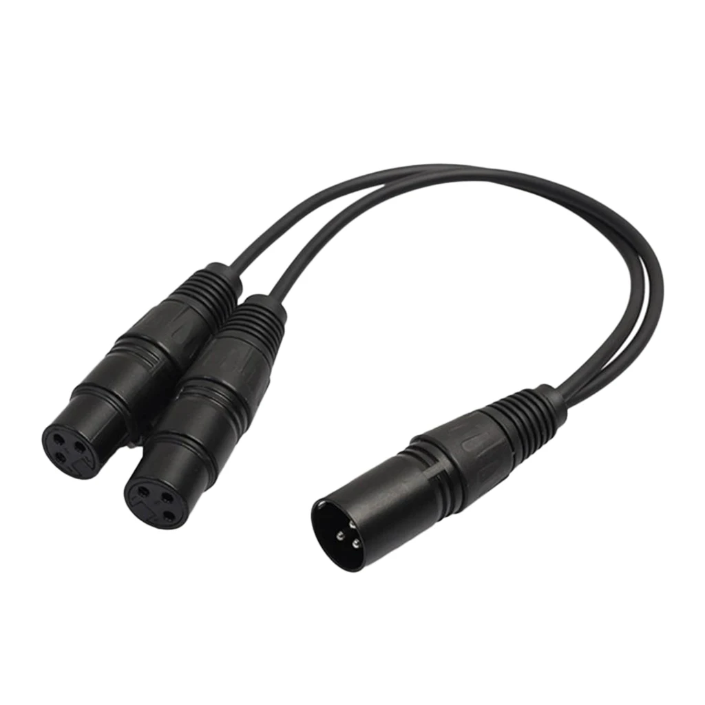 3-Pin XLR Female to 2 Dual Male Plug Y Splitter Cable Wire 20cm for Microphone Mic Connection