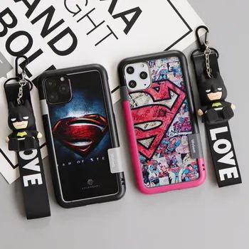 

For iPhone 11promax 8 Plus shockproof bumper + B&F superman Tempered Glass Screen film for iPhone Xsmax xr 7 8 plus 6S 3D +strap