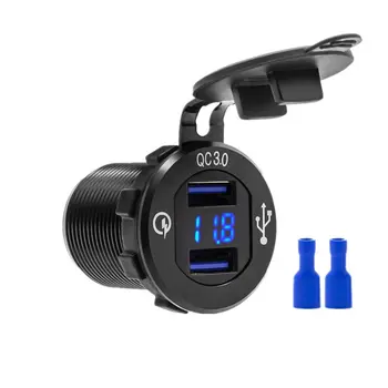 

Color Car Charger Aluminum Alloy Qc3.0 Double Usb Outdoor Car Power Socket Fast Charge for 12V/24V Car Boat Motorcycle Atv