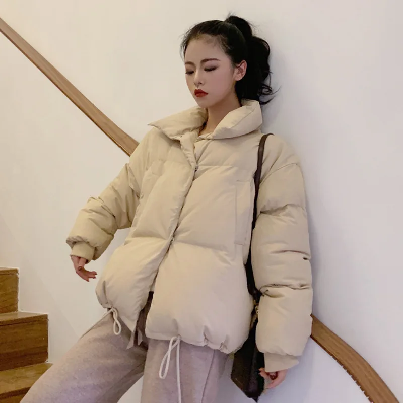 

INS Ultra-Fire Red down Coat Female Winter New Style Korean-style Versatile Loose-Fit Stand Collar Thick Cotton Overcoat Tops