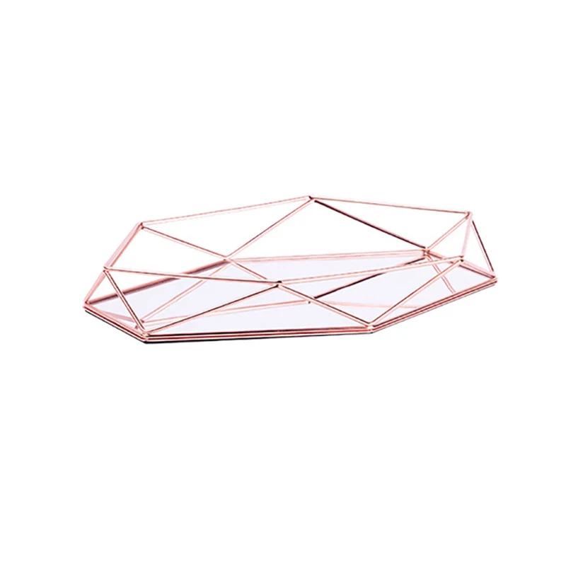 RoseGold Зеркальный сервировочный поднос, нордический поднос для хранения макияжа, модный зеркальный поднос, поднос для ювелирных изделий, поднос для демонстрации ювелирных изделий, домашний декор, поднос для сервировки - Цвет: RoseGold