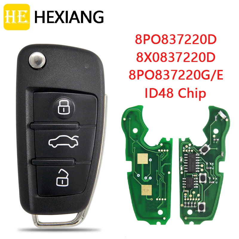 

HE Xiang Автомобильный Дистанционный ключ для Audi A3 S3 A4 S4 TT 2005-2013 лет 8P0837220D 434 МГц ID48 чип для замены интеллектуального управления DIY ключ