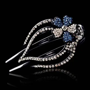Rhinestone Flower Duckbill Hair Claws Vintage Hair Clips Barrettes Accessories Women Girls Shinning Hairpin Ponytail Headdress 4