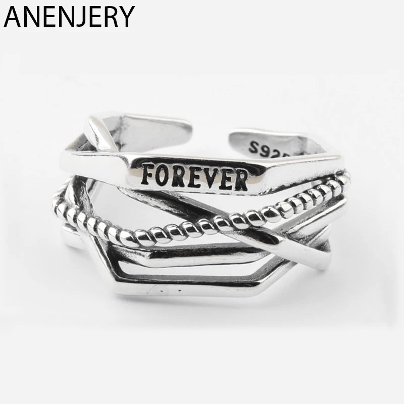 ANENJERY 925 пробы серебряные винтажные многослойные веревочки ромбовидные тайские