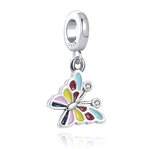 Sterling Silver 925 Pink Flower Owl Cup Dress Butterfly DIY Fine Beads Fit Original  Charm Bracelet Jewelry Women