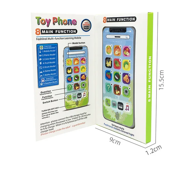 Educational Toys Cellphone Learning Toy with LED Light Baby Kids Study Phone English Mobile Phone Toy Chrismtas Gifts 1 Year Old 6