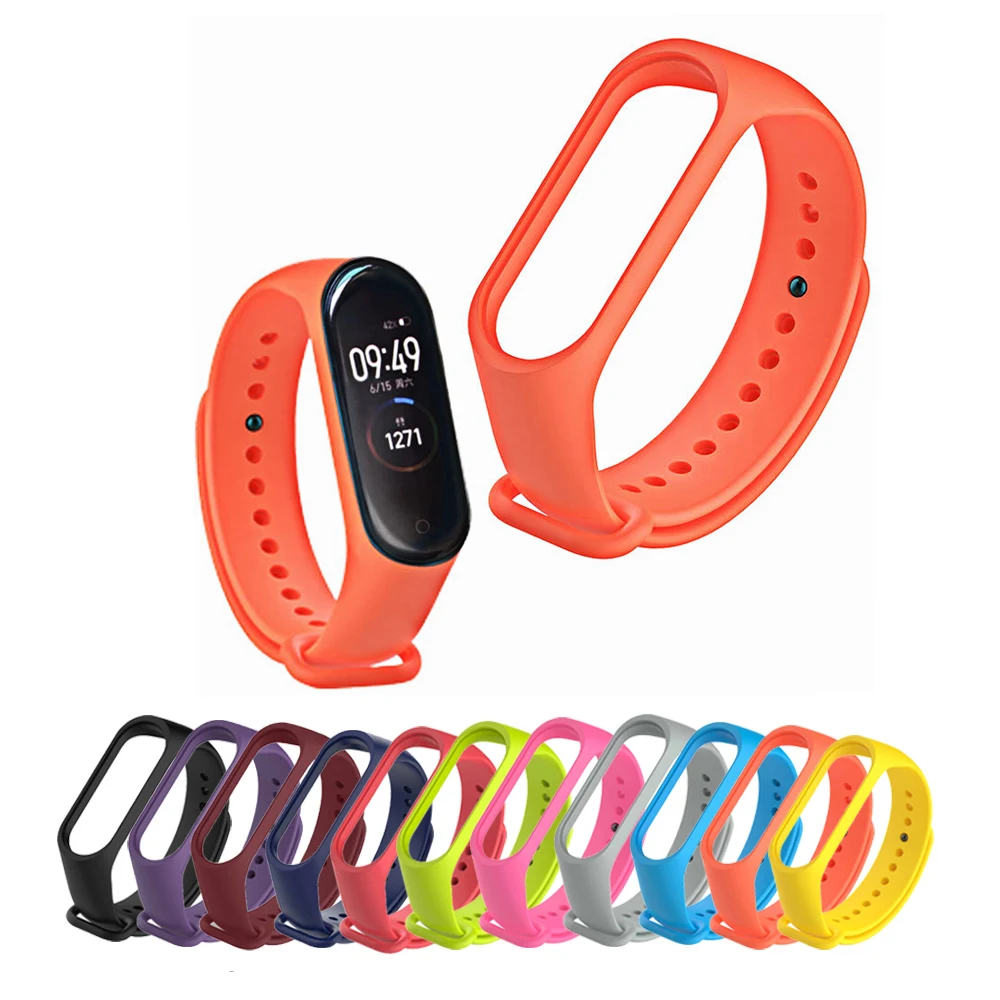 Mi Band 3 4 спортивные часы с ремешком браслетом силиконовый браслет для xiaomi mi band